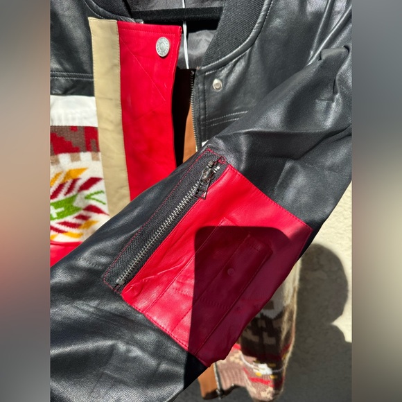 Unisex Black and Red Bomber Jacket - Picture 3 of 5